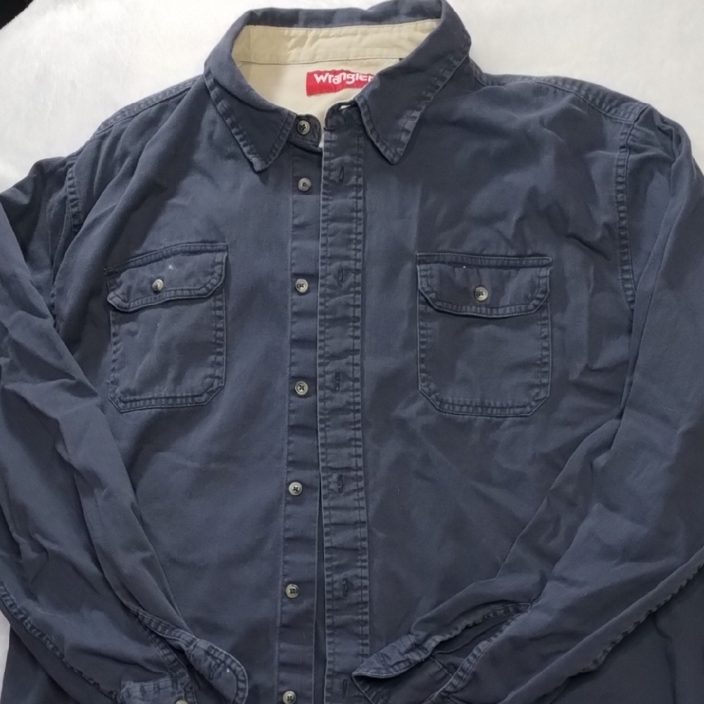 Wrangler Navy Blue Work Shirt with Red Logo